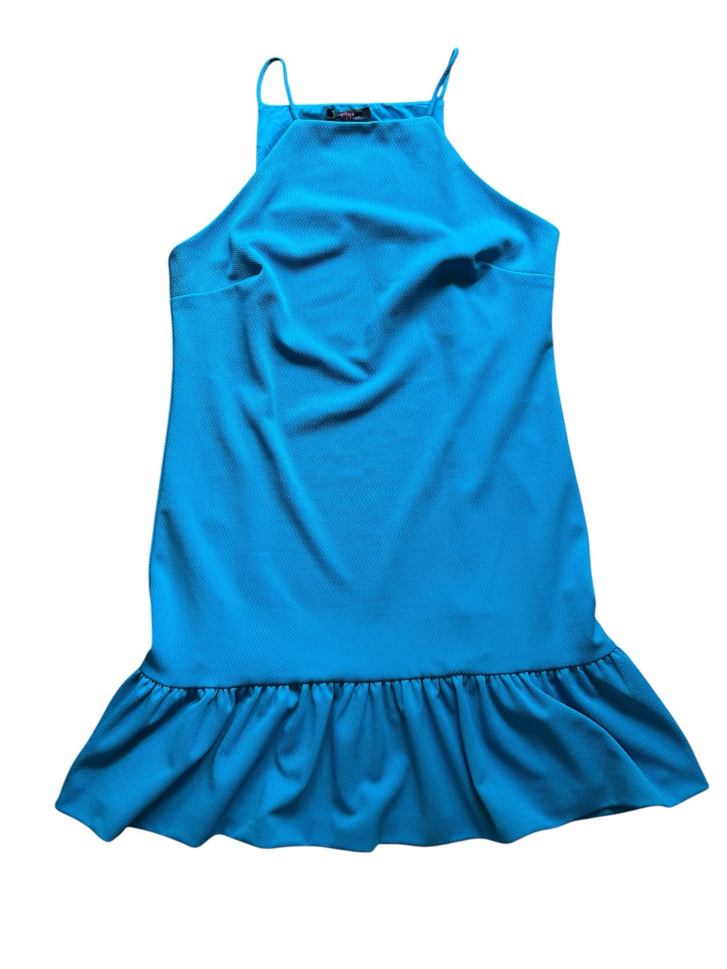 Trina Turk Women’s 8 Aqua Blue Sleeveless Flounce Ruffle Hem Dress Nwt